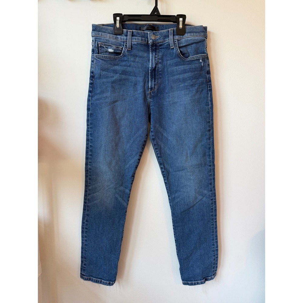 Joes Jeans The Luna High Rise Cigarette Ankle Jeans Blue W31 Distressed Raw Hem